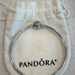 Pandora Silver Bangle with Decorative  Snowflake Clasp